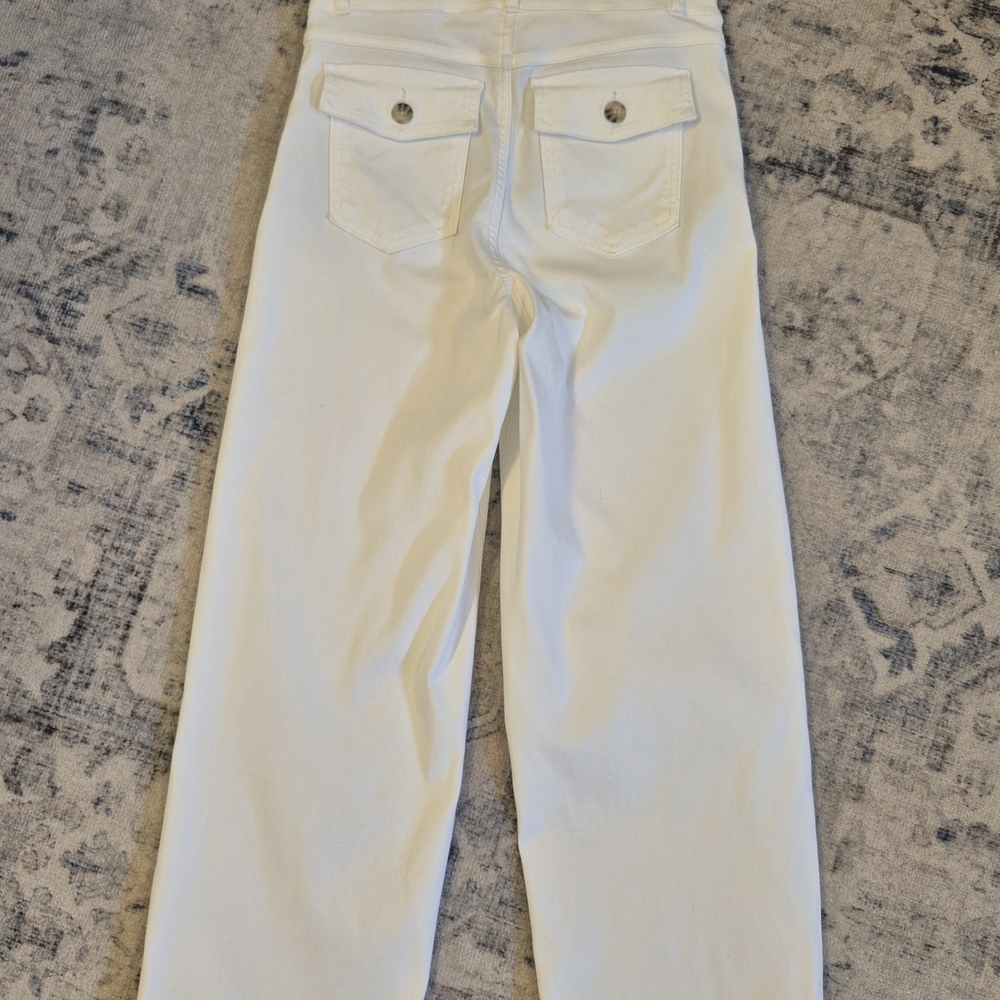 SPANX Twill Cropped Wide Leg Pant Bright White Size M - Picture 6 of 6